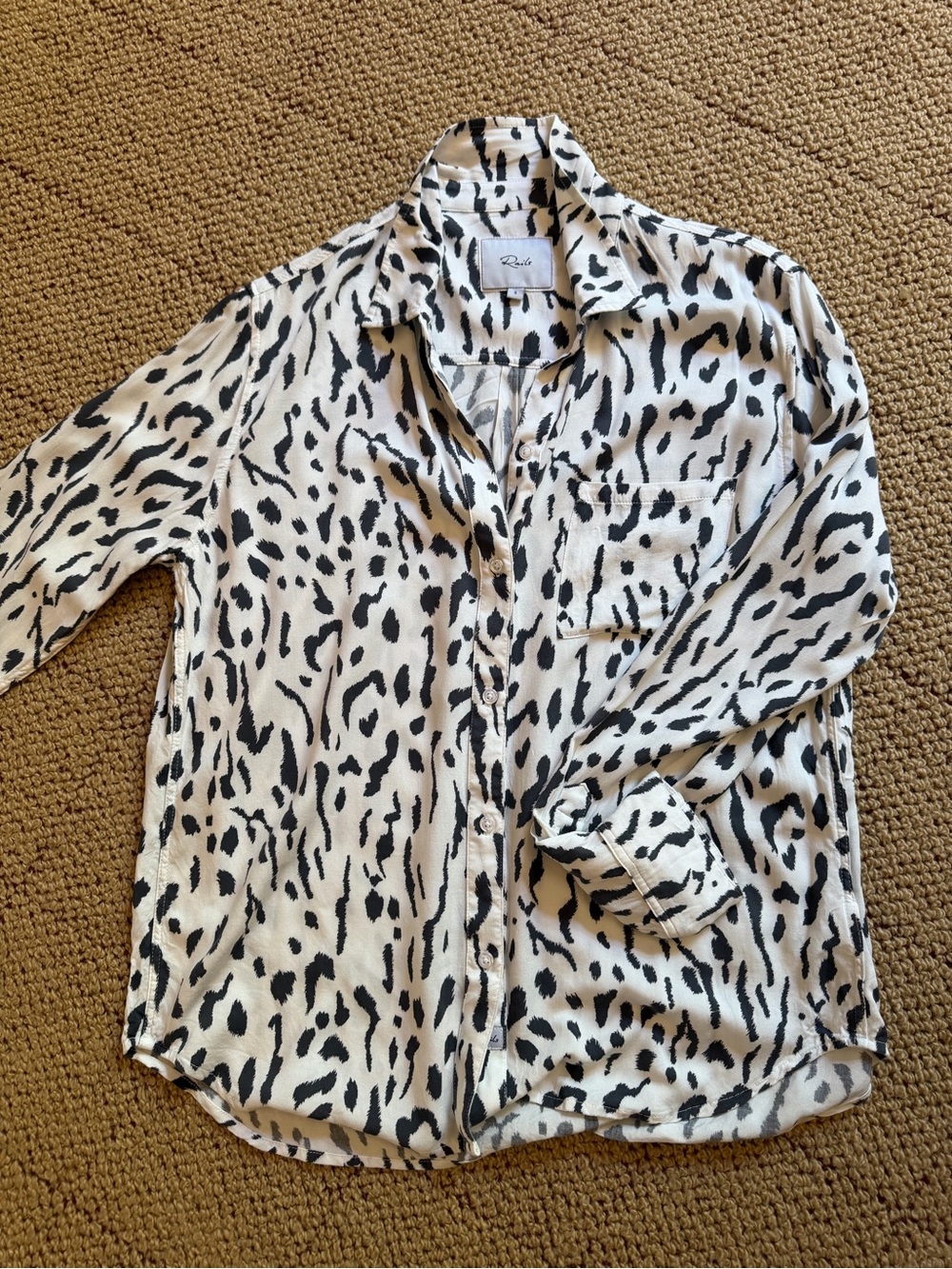 Rails Black & White Animal Print Button-Up Shirt size S